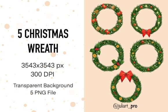 5 Christmas Wreath Illustrations for Local Business Branding