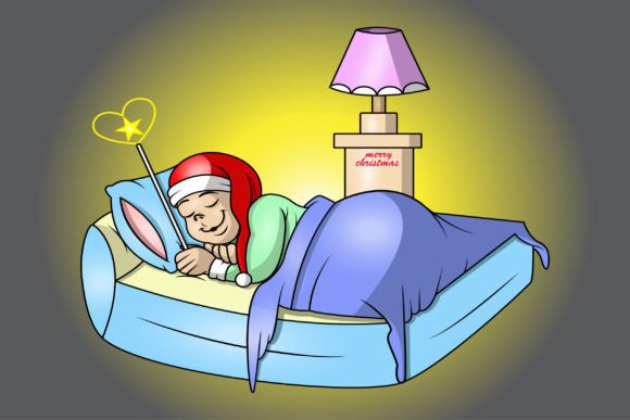 A Child Sleeping on Christmas Eve: Warm Illustrations for Holiday Design