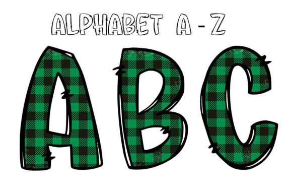 Alphabet Letters Doodle Christmas Green Illustrations
