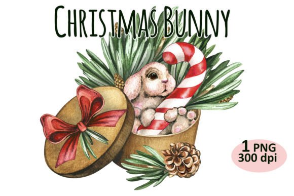 Christmas Bunny Clipart PNG Sublimation for Illustrations