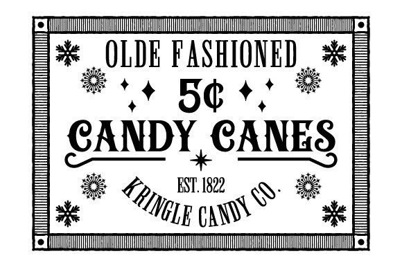 Christmas Candy Canes Vintage Sign SVG for Branding and Packaging