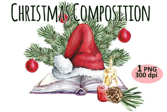 Christmas Composition Clipart PNG Book for Illustrations