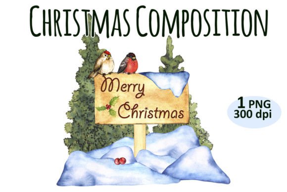Christmas Forest Composition Clipart PNG for Local Branding