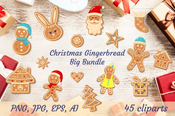 Christmas Gingerbread Big Bundle: Festive Illustrations for Publishers