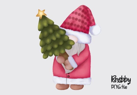 Christmas Gnome Christmas Tree Clipart for Branding and Marketing