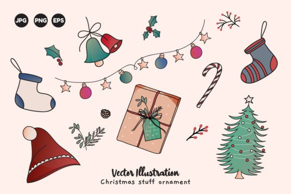 Christmas Items and Element Decoration: Festive Illustrations for Branding