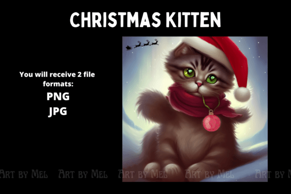 Christmas Kitten Illustration for Crafting and Design