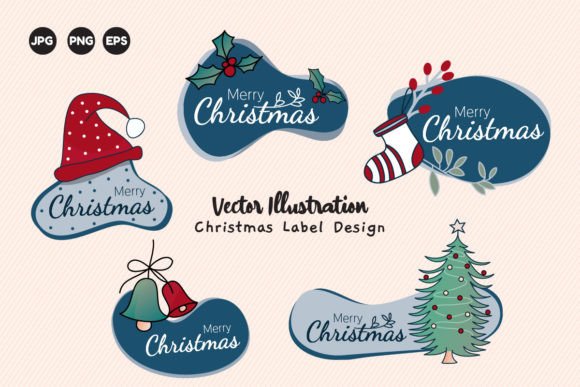 Christmas Label Design Vector Illustrati for Handmade Creations