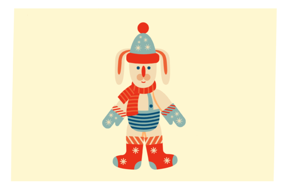 Christmas Rabbit in Retro Style Vector Review