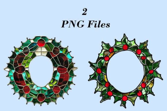 Christmas Wreath Stained Glass Clip Art for Blog & Website Design