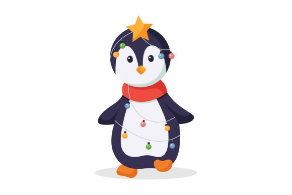 Cute Christmas Penguin Illustration for Festive Branding