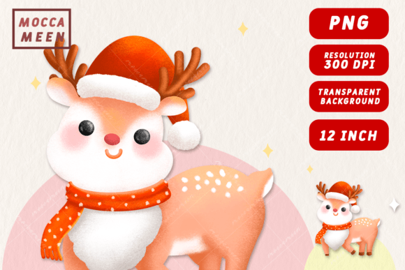Cute Reindeer Christmas Character Illustration