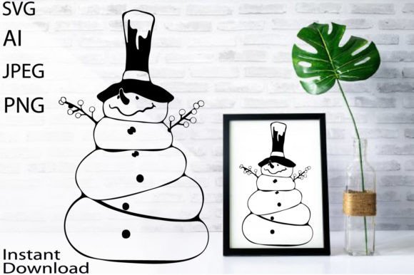 Cute Snowman SVG PNG JPG AI Christmas Illustrations