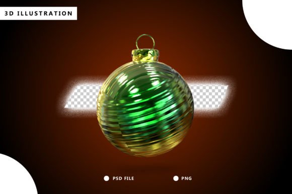 Green Metalic Christmas Ball 3d Render for Illustrations