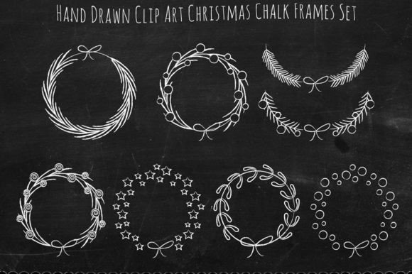 Hand Drawn ClipArt Christmas Chalk Frame for Blog and Web Design