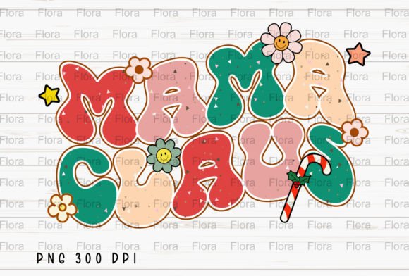 Mama Claus Retro Groovy Christmas PNG Illustrations