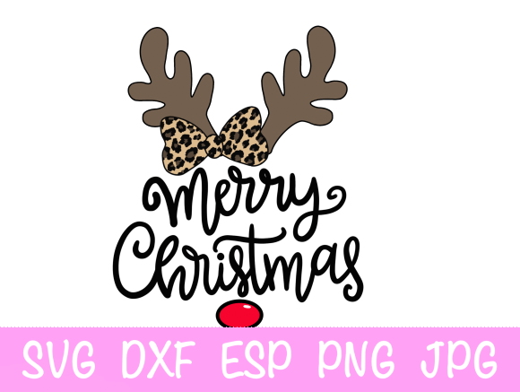 Merry Christmas Girls Deer SVG Illustration