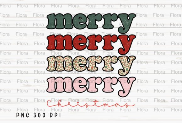 Merry Christmas Leopard Retro PNG Illustration