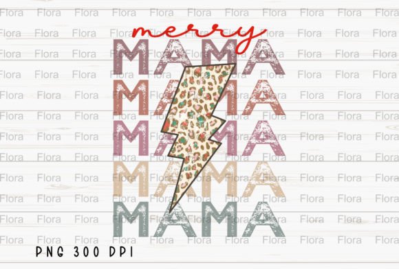 Merry Mama Christmas Lightning Bolt PNG Illustration