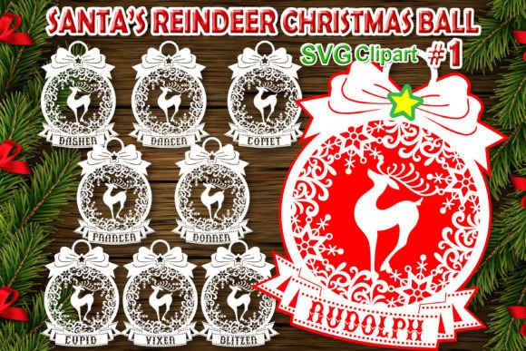 Santa's Reindeer Christmas Ball SVG V.1 Illustrations