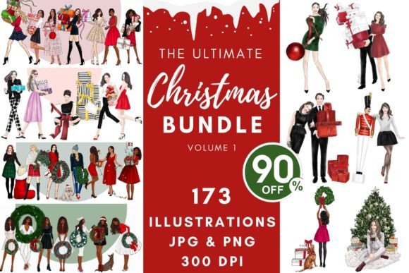 The Ultimate Christmas Girls Bundle Illustrations